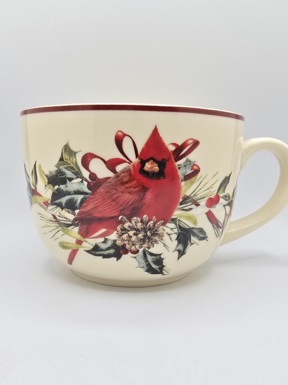 Lenox Winter Greetings Soup Mug 24 Oz Cardinal Catherine McClung Christmas